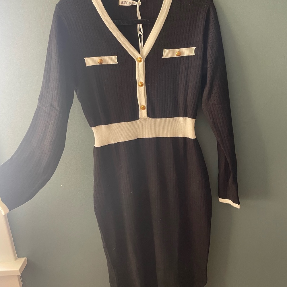 Grace Karin Black and White Women's Dress - Picture 3 of 6